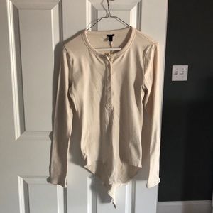 J Crew ribbed Henley bodysuit in ivory